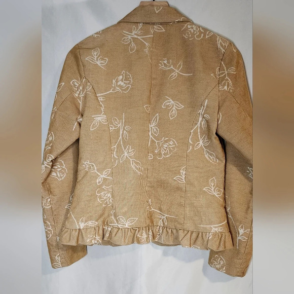 Nick & Mo Womens Corduroy Blazer Size M Tan Floral Maximalism Retro Artsy - Picture 5 of 8